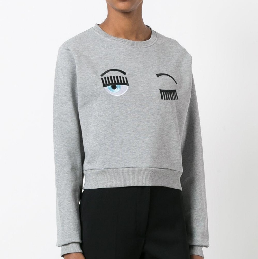 SALE! Chiara Ferragni winking grey sweatshirt SZ M